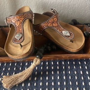 Custom hand-tooled birks. Size 41